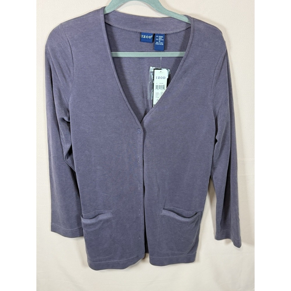 NWT Lilac Purple Izod Women's Long Sleeve Button Front Cardigan Medium